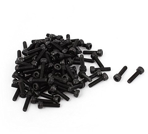 uxcell 100pcs M3 x 12 Vis à tête six pans creux cylindrique Boulon Hexagonal Tête Creuse Vis Mécaniques Noir