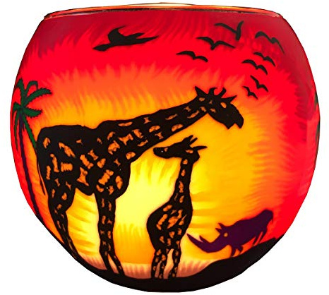 Plaristo Safari 11 cm Glowing Teelichthalter, Glas, Mehrfarbig, 10,5 x 10,5 x 9 cm