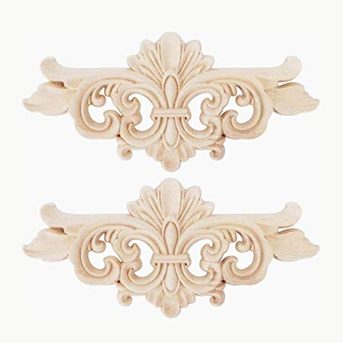 2 Stücke Blume Geschnitzte Lange Onlay Applique Carving Aufkleber Möbel Tür Dekoration(16 * 7.5CM)