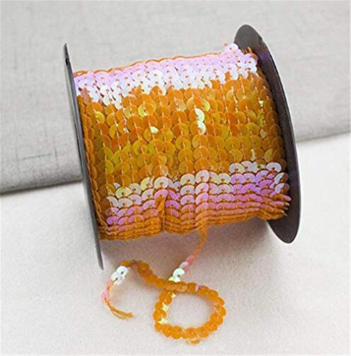 Paillettenband Pailletten Glänzendes Handwerk Ordnungsrolle Hochzeit Dekorationen DIY Kleidung und Schmuck 90m*6mm (Orange)
