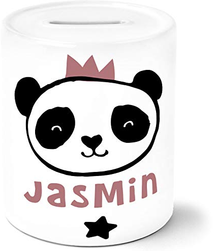 SpecialMe® Kinder Spardose mit Namen Tiermotive Little Fox Fuchs Pinguin Panda personalisiertes Sparschwein Keramik Panda weiß Unisize
