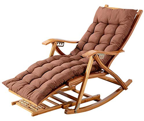 Liege Garten Holz Stuhl Mit Hoher Rückenlehne Relaxer Liegestühle Bambus Klappbare Schwerelosigkeitsstühle Liegestühle Mit Wattepad, Lagergewicht 200kg