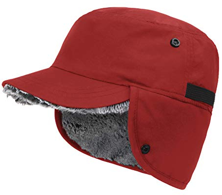 Gisdanchz Army Baseball Cap Wolle Mützen Hut Ohren Ohrenschützer Ohrwärmer Warme Mütze Mit Ohrenklappen Basecap Winter Cap Herren Wintermütze Damen Winterkappe Arbeitsmütze Schirmmütze Rot