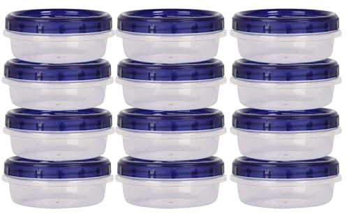 HomeyGear (8oz / 235 ml) 12 Pack Tupperware Twist Top Food Storage Deli Containers, Leak-Proof Airtight Canisters with Screw & Seal Lids, Stackable Reusable Kitchen Essentials Snack - BPA Free