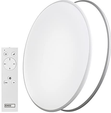EMOS LED Deckenleuchte 36W dimmbar mit Fernbedienung, einstellbarer Helligkeit 140-2880 lm und Lichtfarbe 2700-6500 K, Nachtlicht + Timer, für Wohnzimmer, Kinderzimmer, Flur, Büro, Schlafzimmer, 50 cm