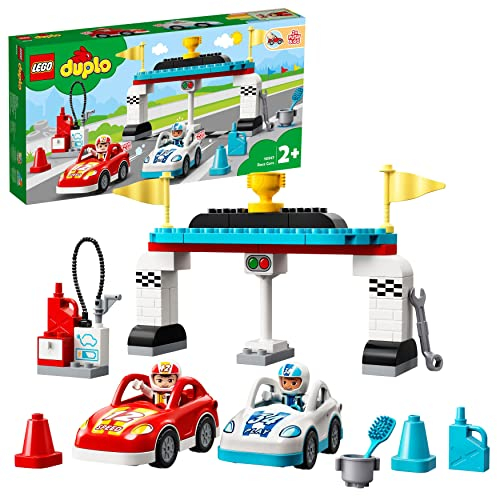 LEGO 10947 DUPLO Rennwagen Spielzeugautos, Kleinkinder Spielzeug, Kinderspielzeug ab 2 Jahre