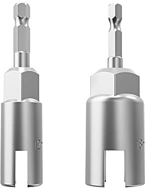 2 Pack 1/4 Hex Shank,Power Wing Nut Driver Set,Slot Wing nuts Drill Bit Socket Wrenches Tools Set, Drills Bits for Panel Nuts screws eye C hook bolt (2 Pack 2 Size (12mm,18mm))