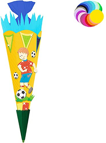 alles-meine.de GmbH Bastelset - Schultüte Farbe & Größe wählbar 70/85 / 100 cm - Fussball - Farbe frei wählbar - Bastelschultüte - Zuckertüte zum selber Basteln Bemalen Bek..