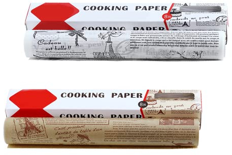 SUPGOMAX Backpapier, 2 Rolle 800x30cm Antihaft Papierblätter, Einweg Fettdichtes Papier, Sandwich Wrap Papier, Wachspapier für Küche, Backen
