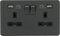 Screwless 13A 2G Switched Socket with Dual USB Charger; 2.4A, Anthracite