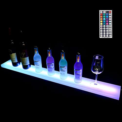 LED Lighted Liquor Bottle Display Shelf - Colorful Light Changeable Luminous Wine Rack Liquor Shelf Liquor Cabinet with Remote Control for Bar Living Room Accessories and Decor 50x11x2.4cm