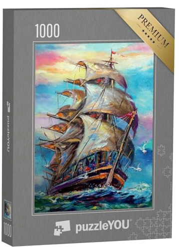 puzzleYOU: Puzzle 1000 Teile „Ölgemälde: Segelschiff hart am Wind“ – aus der Puzzle-Kollektion Gemälde