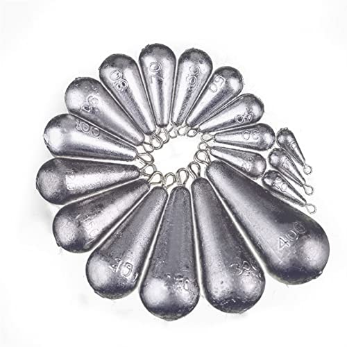 LINFFSTR Schweres Angelbleiblei 150g 200g 250g 300g 400g 500g Regentropfenform Gewichte für das Meeresangeln Gewichte für Salzwasser-Süßwasser-Angelschnüre für Bassforelle Crappie Wels