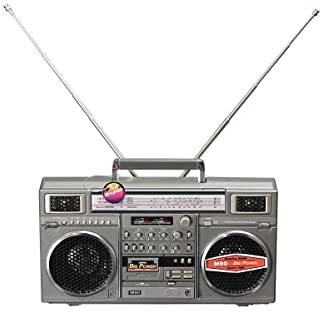 New Wave Toys M90 Micro Blaster Réplique Boombox Haut-parleur Bluetooth portable sans fil avec chaîne argentée de 101,6 cm, double micro haut-parleurs 6 W, 20 heures d'autonomie
