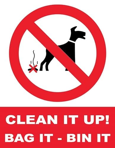 No Dog Fouling Bag It Bin It Dog Waste Clean It Up Warning Safety Sign Self Adhesive Gloss Sticker 160mm x 125mm