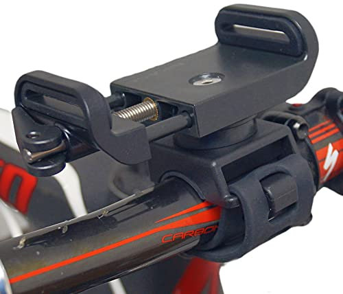 BiKase Handy-Klemme, robuste Fahrrad-Handyhalterung, universelle Passform, ideal für Lenker, E-Bikes, Fahrräder, Motorräder, Laufbänder und mehr, mit starkem Gummiband zur Sicherung des Telefons bei