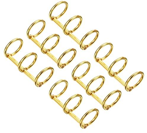 PATIKIL 0.63 Dia 3-Rings Book Rings, 6 Pack Metal Binder Rings Loose Leaf Ring Detachable for Office Desk Calendar Photo Album, Gold Tone