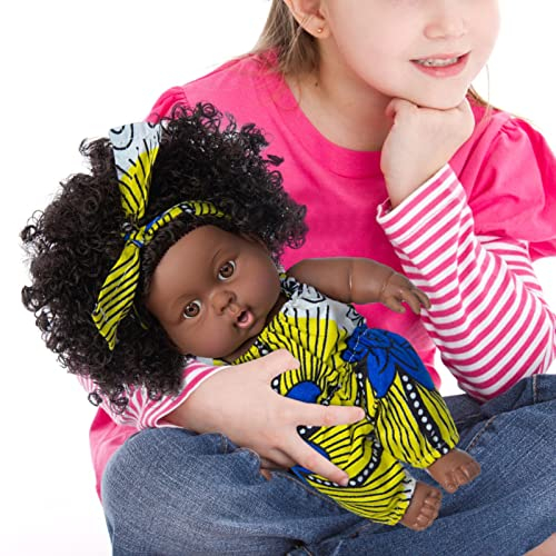 Fowybe Schwarze Babypuppen - Baby Dolls Schwarze Puppen - Afrikanische Babypuppen mit Kleidungsset 8-Zoll-Baby-Realistische Puppen Spielpuppe Schwarze Puppen für Kinder Mädchen