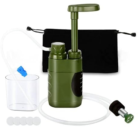 Namvo Filtre à Eau Traitement de l'eau Potable en Plein air 3000 L Filtre à Eau de Camping de Survie pour équipement d'urgence Prepper - Vert armée