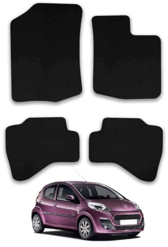 Peugeot 107 (2012-2014) Carpet Car Mats | Black Edge Trim Tailored Fit Floor Mats Full Coverage Protection Accessories Easy Clean Anti Slip Made in the UK