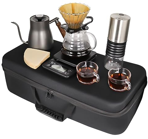 SOTECH Outdoor Coffee Hand Brewing Set Easy Operate Portable Travel Bag With Electric Grinder Hand Brewing Pot 850Ml For Outdoor Camping Rv Hiking Picnic (Coffee Set For 2 Cups)