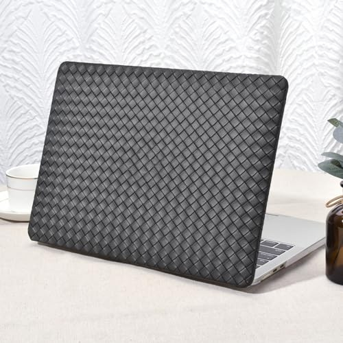 Seorsok Compatible with MacBook Air 13.6 inch Case 2022-2024 2025 A3240 M4 A2681 M2 A3113 M3 Touch ID,Elegant Leather Plastic Hard Case Transparent Keyboard Cover,Black Tartan PVC Leather