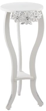 ITALUX MORE LIGHT Moderner barocker Übertopf Beistelltisch (Weiß Silber rund)