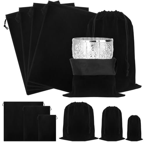 Tanstic 6 sacchetti in argento, colore nero, anti-ossidazione, per proteggere posate e posate (20 x 30 cm)