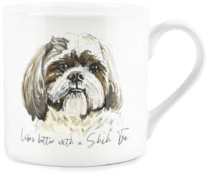 Purely Home Shih Tzu Mug - Lifes Better with A Shih Tzu Bone China White Mug - Tea/Coffee Gift for Dog Lovers
