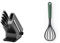 Ninja Foodi StaySharp Knife Block with Integrated Sharpener, 5-Piece Knife Set includes Chef Knife & Brabantia 122828 Whisk plus Draining Spoon, Tasty+, Fir Green