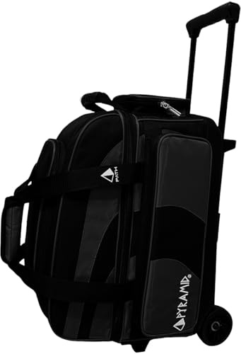 Pyramid Sac de Bowling Double à roulettes avec Grand Compartiment séparé pour Chaussures (jusqu'à 2 Paires de Chaussures) et Poches pour Accessoires, poignée carrée Robuste – Extensible jusqu'à 101,6