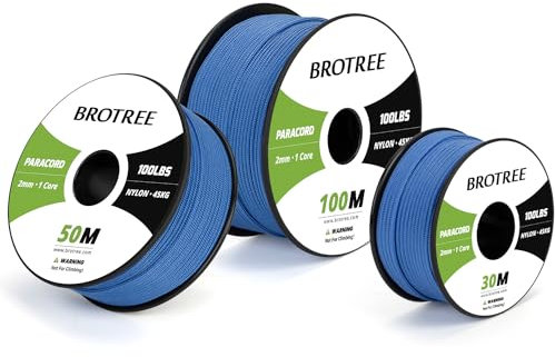 Brotree Paracord 2mm 30M Corda Nylon 1 Filo Corda di Sopravvivenza Tipo I per Esterno, Artigianato, Fatto a Mano - 45 kg Carico di Rottura (Blu Scuro)