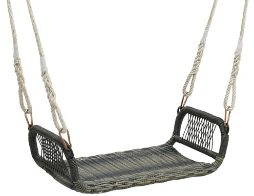 COSTWAY Altalena in Rattan per Portico, Altalena da Giardino con Catene Sospese, Sedia Sospesa Cesto Appeso, per Bambini Adulto Carico Massimo 180 kg, per Terrazza, Giardino, Balcone