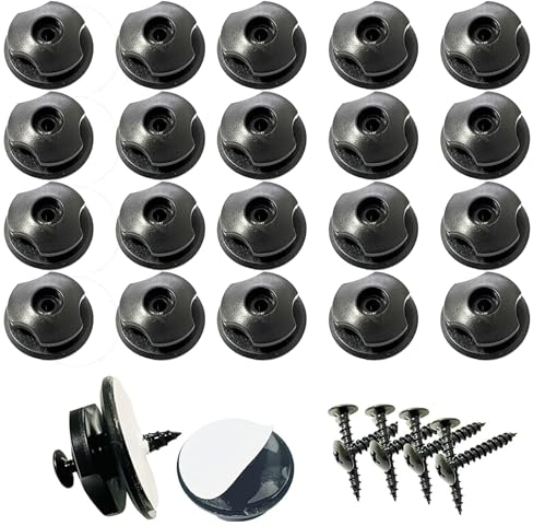GIONAR Lot de 20 boutons ronds pour bâche de remorque - Pour la fixation de filets de remorque et de bâches - Avec vis et colle sans trace