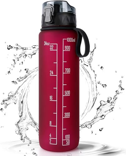 FULDENT Trinkflasche 1L Sport Wasserflasche [BPA Frei] Trinkflasche mit rutschfest Gummi Grip Geeignet für Die Fahrrad, Outdoor, Schule, Gym