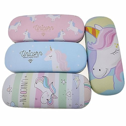 Custodia Per Gli Occhiali, 2 Pezzi Custodia Per Occhiali Unicorno, Astuccio Occhiali Rigido per Donna Ragazza bambino Studio Lavoro