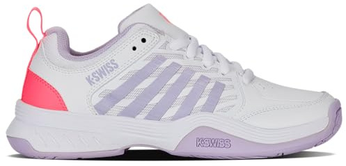 K-Swiss Women's Court Express 2 Tennis Shoe, White/Orchid Petal/Neon Blaze, 7.5 UK
