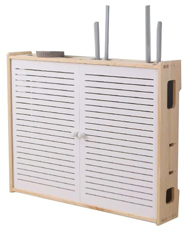 Yiustldd 2-Lagige Router-Aufbewahrungsbox, Wandmontiertes Router-Regal Aus Holz Mit Schranktür, Kabelführungsbox Zum Verstecken Von Kabeln, Dekorativ Für Zuhause