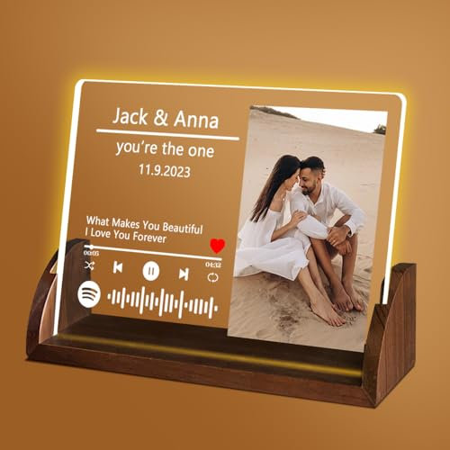 Cozifitgear Spotify Glas Personalisiert-Fotogeschenke für Sie & Ihn-Geschenke für Frauen & Männer,Fotogeschenke für Sie & Ihn Geburtstag,zum Jahrestag, Valentinstag,Weihnachten (Style 03-SPOTIFY)