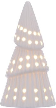 LED Light Up White Porcelain Christmas Cone Shaped Tree 16cm Tall Lantern Lamp Decoration