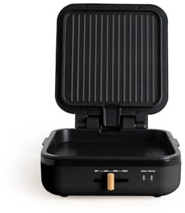 CREATE/STONE STUDIO PRO/Multifunktionsgrill mit 180º Öffnung Schwarz/Temperaturregelung, Antihaftbeschichtung, Tropfschale, Cool-Touch-Griff, 1400W