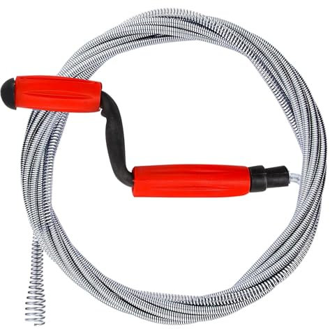 ACTOYS Drain Cleaner Spiral, 5 m x 9 mm Pipe Cleaning Spiral, Pipe Cleaner Spiral with Rotating Handle, Pipe Cleaning Shaft for Stubborn Blockages, Drain Spiral for Washbasin, Bathtub, Toilet