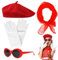 4TLG Rockabilly Accessoires Damen, 50er Jahre Damen Kleid Zubehör, 1950s Kostüm Set mit Schal, Sonnenbrille, Handschuhe, Retro Kostüm Damen, Fasching Accessoires für Karneval, Halloween, Cosplay