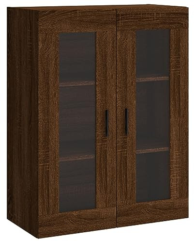 Annlera Hängeschrank Wandschrank aus Holzwerkstoff Küchenschrank Lagerschrank Schwebeschrank Beistellschrank Vielseitiger Organizer Badschrank Eleganten Design Braun Eichen-Optik 69,5x34x90 cm