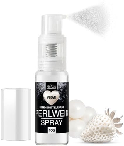 He-Ju Essbares Glitzer Spray Weiß 10g, Perlweiß Glitzerpulver essbar vegan und E171 frei, essbarer Glitzer für Getränke & Lebensmittel
