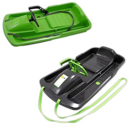 KHW | Lenkschlitten Snow Fox | Familiy Pack | Grün + Anthrazit | 95 cm | TÜV-geprüft | inkl. Zugseil | ausgefeiltes Lenksystem | kälte- und lichtbeständiger Kunststoff | Made in Germany