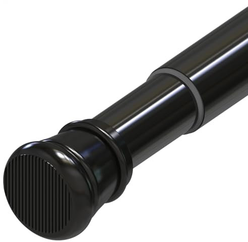 Tringle à rideau de douche télescopique pour rideaux sans perçage - Tringle à rideaux extensible pour fenêtres, douche - Noir - 105-260 cm