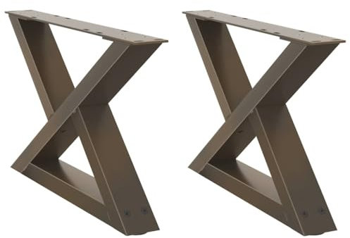vidaXL Pieds de Table Basse 2 pièces Acier Naturel 50 x (30-31,3) cm Acier