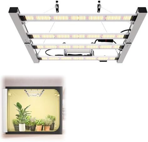LZQ 200W Klappbar Pflanzenlampe LED Vollspektrum 600LEDs IP65 Grow Lampe, Dimmbare Energieeffizient Grow Light Wachstumslampe für Zimmerpflanzen Gemüse Blume für Growzelt 80x80cm