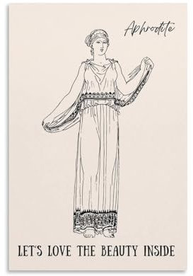 XYSWDD Aphrodite-Poster, Mythologie, bedruckbar, lustiges Zitat, griechische Götter, Poster, Leinwandkunst, Wanddekoration, Poster, Zuhause, Bar, Restaurant, Garage, Café, Logo, Geschenke, 20 x 30 cm